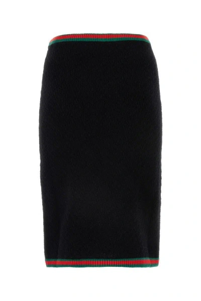Shop Gucci Woman Black Stretch Cotton Blend Skirt