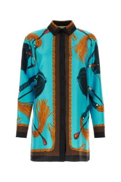 Shop Gucci Woman Printed Twill Shirt In Multicolor