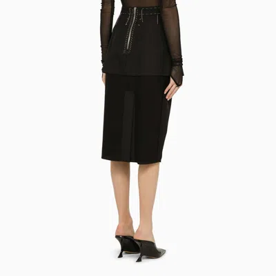 Shop Maison Margiela Black Silk-blend Work-in-progress Skirt Women