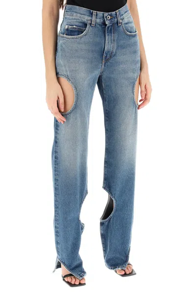 Shop Off-white Meteor Cut-out Jeans Women In Blue