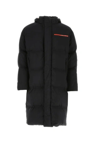 Shop Prada Man Black Nylon Oversize Down Jacket
