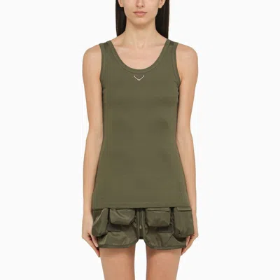 Shop Prada Mimetic Green Cotton Camisole Top Women