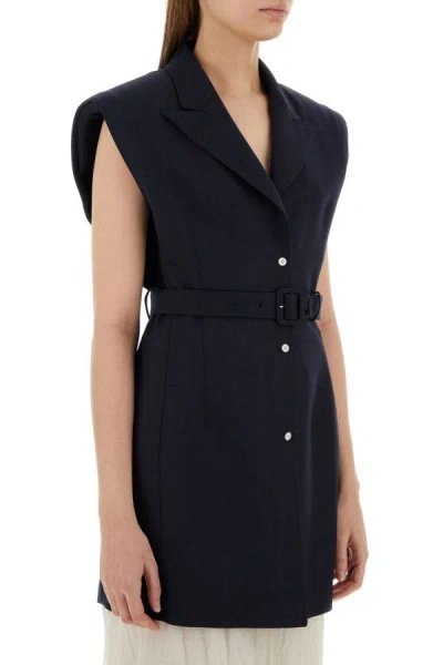 Shop Prada Woman Navy Blue Wool Vest