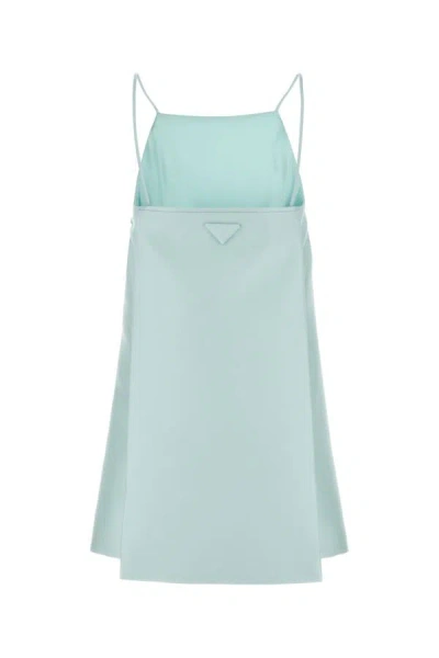 Shop Prada Woman Pastel Light-blue Satin Mini Dress