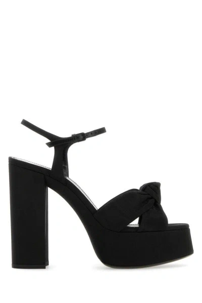 Shop Saint Laurent Woman Black Fabric Bianca 85 Sandals