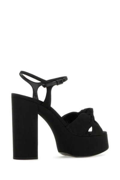 Shop Saint Laurent Woman Black Fabric Bianca 85 Sandals
