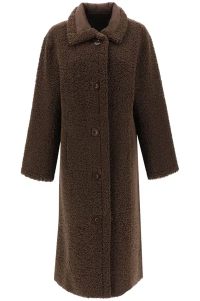 Shop Stand Studio 'kenca' Reversible Eco-shearling Coat Women In Brown