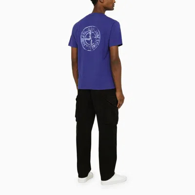 Shop Stone Island Blue Crew-neck T-shirt With Logo Men