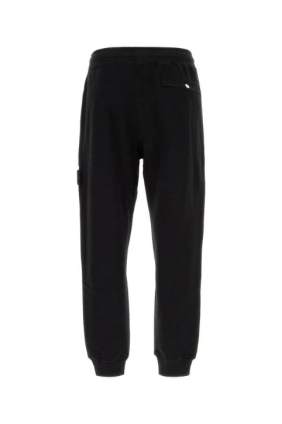 Shop Stone Island Man Black Cotton Joggers