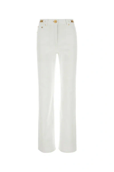 Shop Versace Woman White Denim Jeans