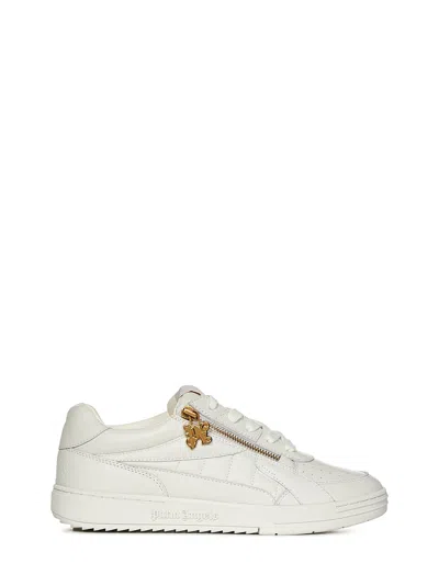 Shop Palm Angels Side Zip University Sneakers In Bianco