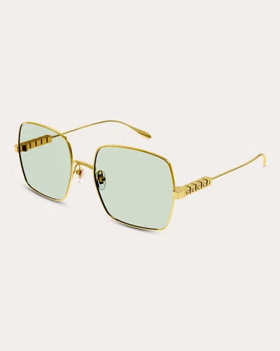 Shop Gucci Women's Goldtone Square Sunglasses In Yellow Gold/green