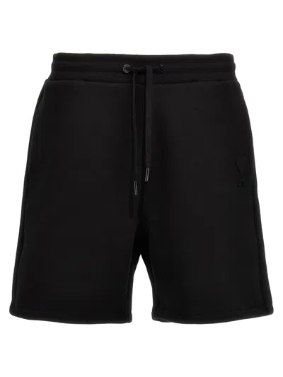 Shop Ami Alexandre Mattiussi Ami Paris 'ami De Coeur' Bermuda Shorts In Black
