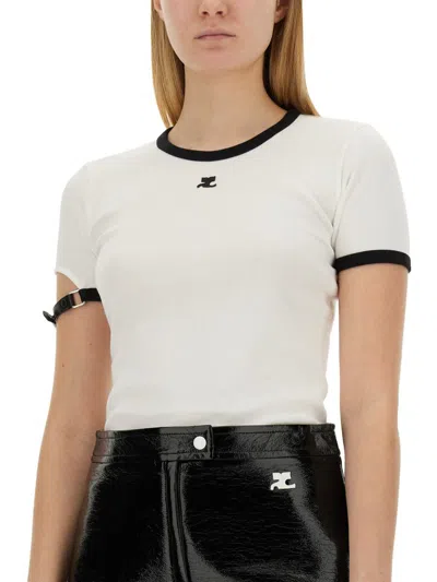 Shop Courrèges T-shirt With Logo In White