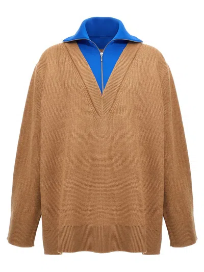 Shop Jil Sander Half Zip Sweater In Multicolor