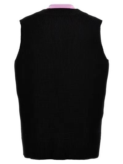 Jil Sander Ribbed Knit Sleeveless V-neck Vest In Multicolor