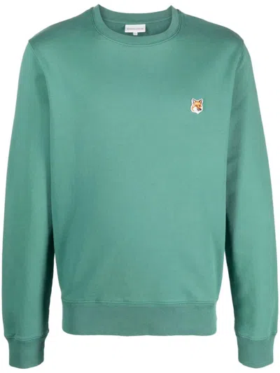 Shop Maison Kitsuné Sweatshirt With Application In Green