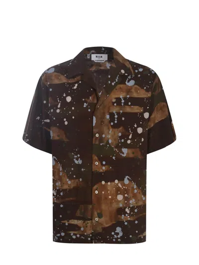 Shop Msgm Shirts In Camouflage Marrone
