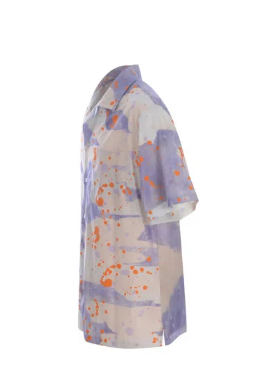 Shop Msgm Shirts In Camouflage Lilla
