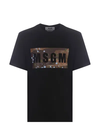 Shop Msgm T-shirt  "camo" In Black