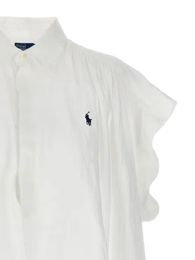 Shop Polo Ralph Lauren Logo Embroidery Blouse In White