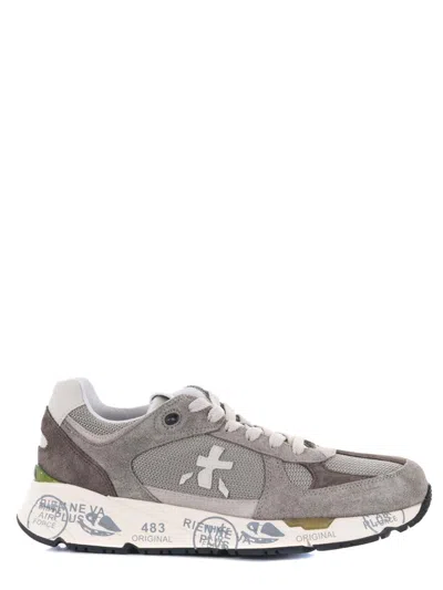 Premiata Mase 25 8017 Sneakers In Mesh And Suede In Dove Grey