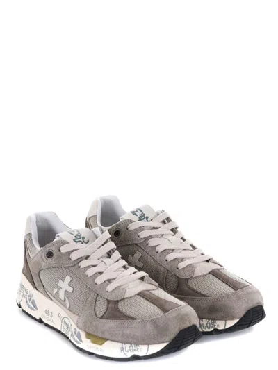 Premiata Mase 25 8017 Sneakers In Mesh And Suede In Dove Grey