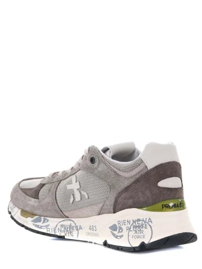 Premiata Mase 25 8017 Sneakers In Mesh And Suede In Dove Grey