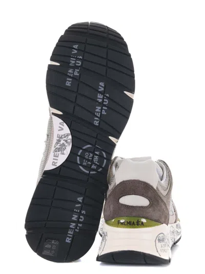 Premiata Mase 25 8017 Sneakers In Mesh And Suede In Dove Grey