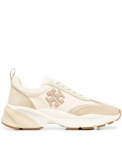 Shop Tory Burch Good Luck Trainer Shoes In Nude & Neutrals