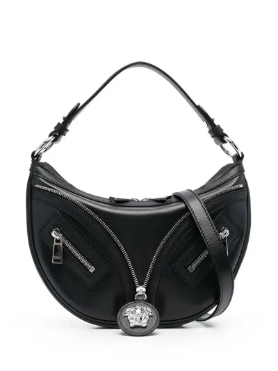 Shop Versace Calf S Bags In Black