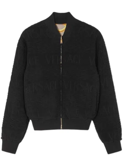 Versace Baroque-pattern Reversible Bomber Jacket In Black