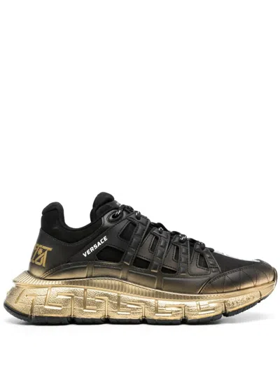 Shop Versace Sneakers Mix Shoes In Black