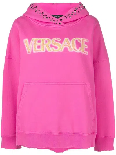 Shop Versace Sweatshirt Clothing In Pink & Purple