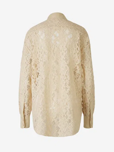Shop Zimmermann Natural Lace Shirt In Contrasts In Linen
