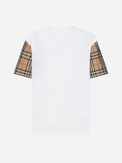 Shop Burberry Carrick Check Cotton T-shirt In White