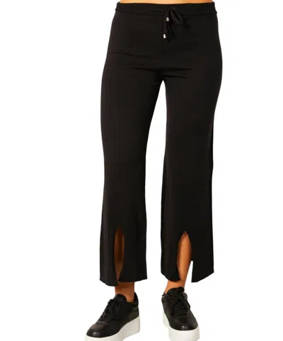 Angel Apparel Knit Pant With Middle Silt In Black In Black