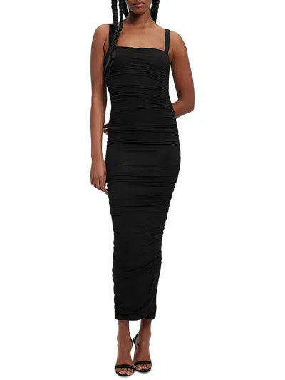 Shop Good American Womens Knit Ruched Maxi Dress In Black