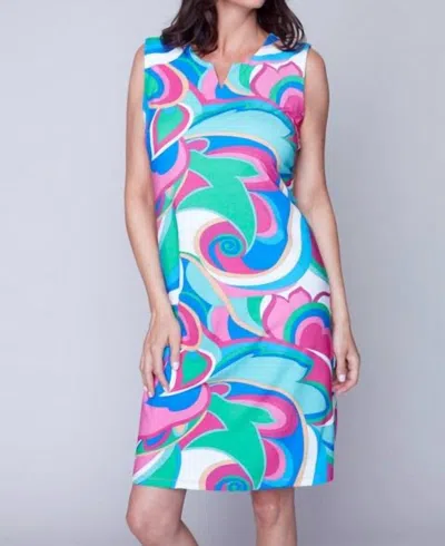 Shop Carre Noir Sleeveless Jersey Knit Print Dress In Multicolor