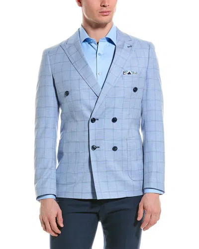 Shop Paisley & Gray Soho Slim Peak Double-breasted Jacket In Blue