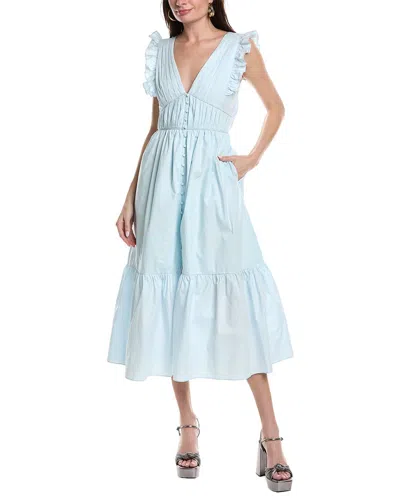 Shop Reveriee Tiered Midi Dress In Blue