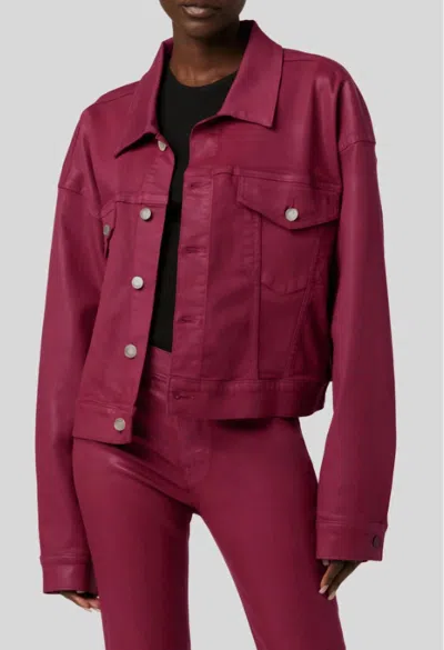 Shop Hudson Brea Swing Trucker Jacket In Coated Beet Red In Pink