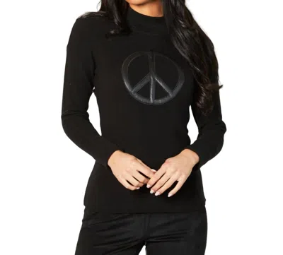 Shop Angel Apparel Mock Neck Peace Sweater In Black