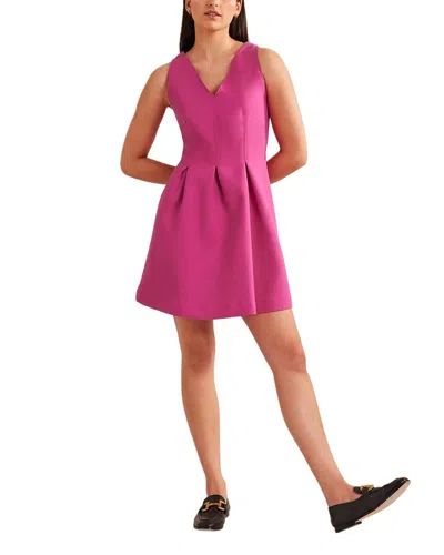 Shop Boden V-neck Wool-blend Skater Mini Dress In Pink
