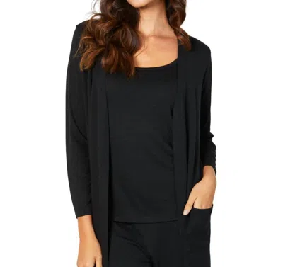 Shop French Kyss Pocket Duster Cardigan In Black