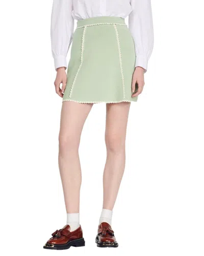 Shop Sandro Knitted Skirt In Green