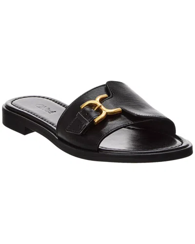 Shop Chloé Marcie Leather Slide In Black