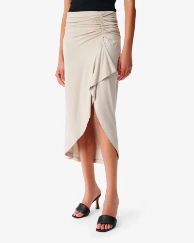Shop Iro Kales Ruffled Midi Skirt In Greige In Beige