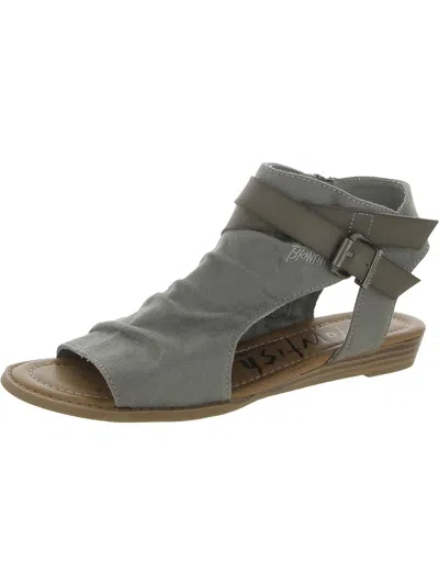 Shop Blowfish Womens Faux Suede Peep Toe Wedge Sandals In Grey
