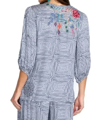 Johnny Was Taryn Flowly Tassel Blouse In Multi In Blue